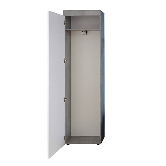 Alley Wooden 1 Door Wardrobe In White And Cement Grey
