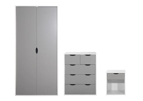 Alton Grey & White Bedroom Wardrobe Set Plus