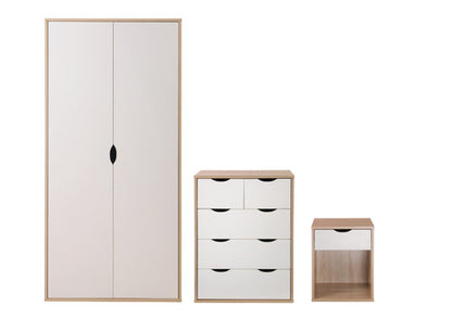 Alton Oak & White Bedroom Wardrobe Set Plus