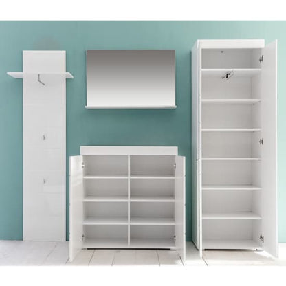 Amanda Hallway Furniture Set In White Gloss With Wardrobe