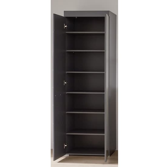 Amanda Wardrobe In Grey High Gloss With 1 Mirror Door
