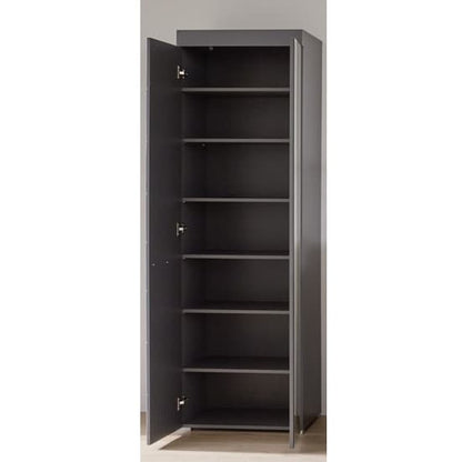Amanda Wardrobe In Grey High Gloss With 1 Mirror Door