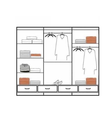 FURCO Andromeda 253cm Chic Grey High Gloss 3 Door Sliding Wardrobe - Luxurious & Spacious