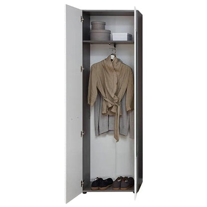 Aquila Wooden Wardrobe In White Gloss And Smoky Silver