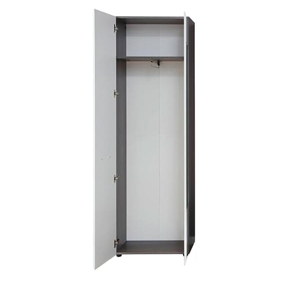 Aquila Wooden Wardrobe In White Gloss And Smoky Silver