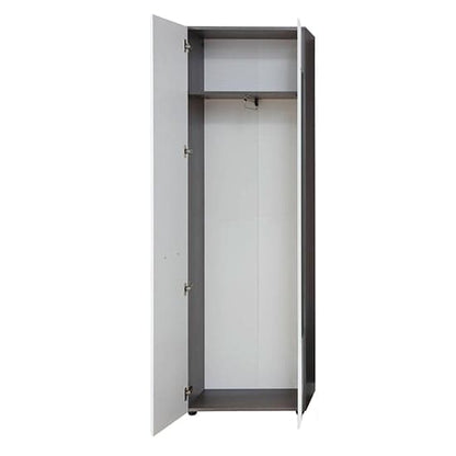 Aquila Wooden Wardrobe In White Gloss And Smoky Silver