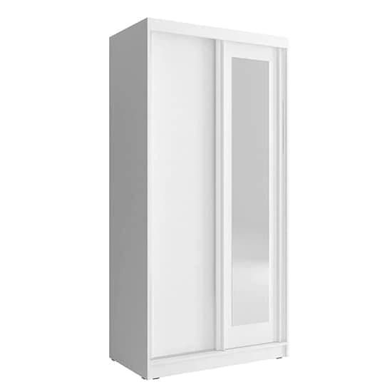 Aria Mirrored Wardrobe With Sliding 2 Doors In Matt White