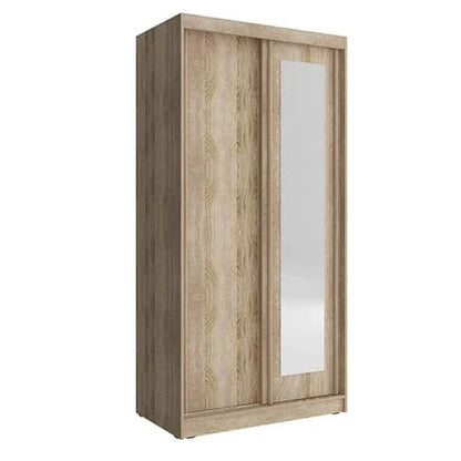 Aria Mirrored Wardrobe With Sliding 2 Doors In Sonoma Oak