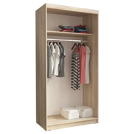 Aria Mirrored Wardrobe With Sliding 2 Doors In Sonoma Oak