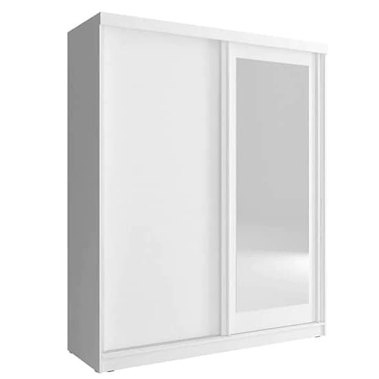 Aria Mirrored Wardrobe Large With Sliding 2 Doors In White