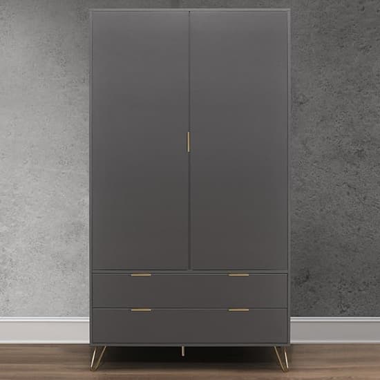 Arlo Wooden Wardrobe With 2 Doors And 2 Drawers In Charcoal