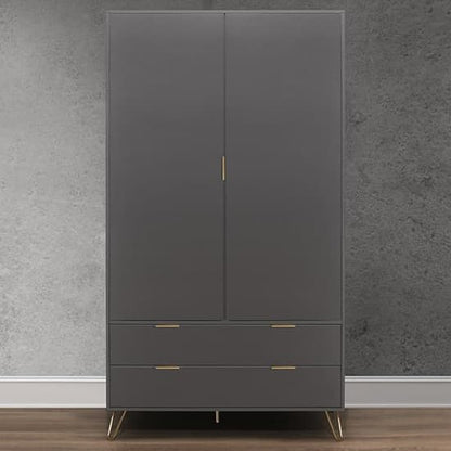 Arlo Wooden Wardrobe With 2 Doors And 2 Drawers In Charcoal
