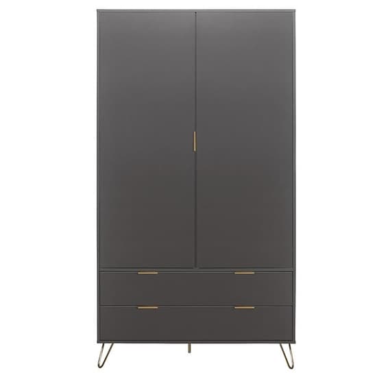 Arlo Wooden Wardrobe With 2 Doors And 2 Drawers In Charcoal