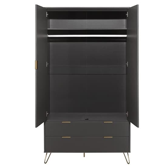 Arlo Wooden Wardrobe With 2 Doors And 2 Drawers In Charcoal