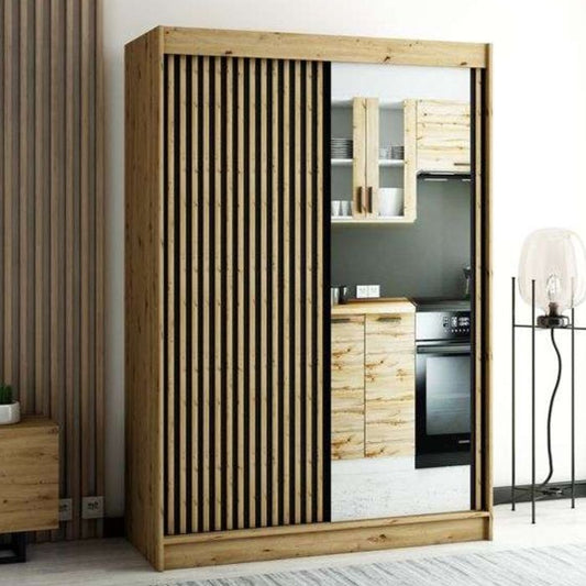 Gloucester II 150cm Sliding 2 Door Wardrobe with Mirror - Artisan Oak