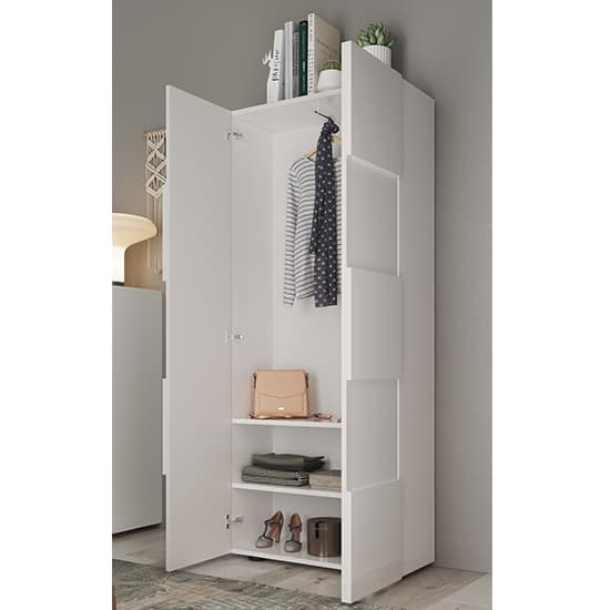 Aleta Italian High Gloss Wardrobe With 2 Doors In White