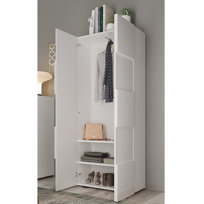 Aleta Italian High Gloss Wardrobe With 2 Doors In White
