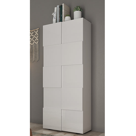 Aleta Italian High Gloss Wardrobe With 2 Doors In White