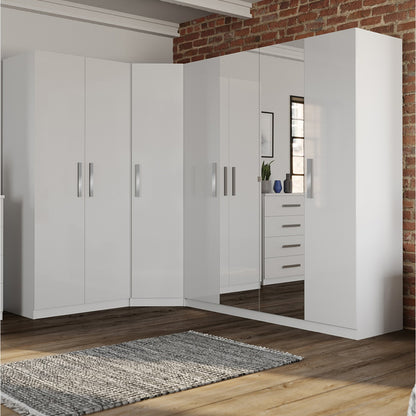 Aspen 4 Door Wardrobe Gloss White and Mirror