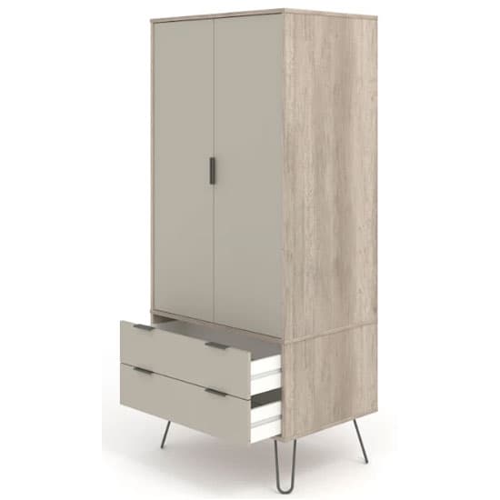 Avoch Wooden Wardrobe In Driftwood With 2 Doors 2 Drawers