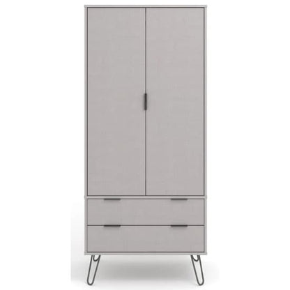 Avoch Wooden Wardrobe In Grey With 2 Doors And 2 Drawers