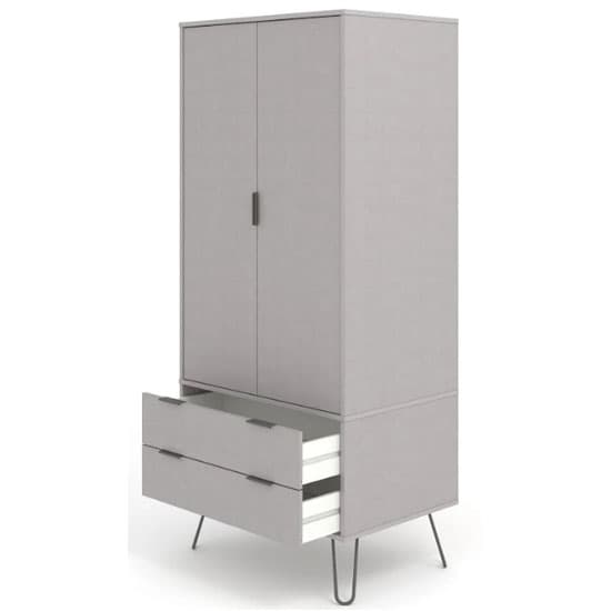 Avoch Wooden Wardrobe In Grey With 2 Doors And 2 Drawers
