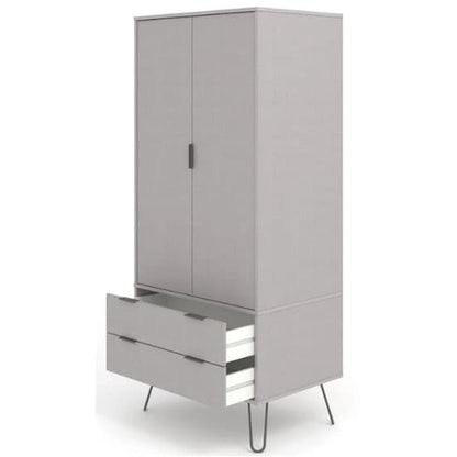 Avoch Wooden Wardrobe In Grey With 2 Doors And 2 Drawers