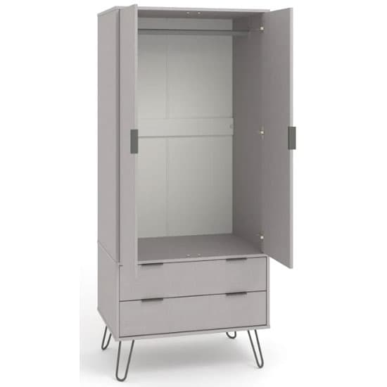 Avoch Wooden Wardrobe In Grey With 2 Doors And 2 Drawers