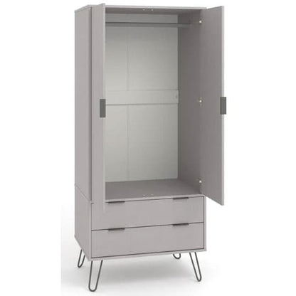 Avoch Wooden Wardrobe In Grey With 2 Doors And 2 Drawers