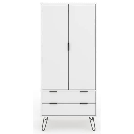 Avoch Wooden Wardrobe In White With 2 Doors And 2 Drawers