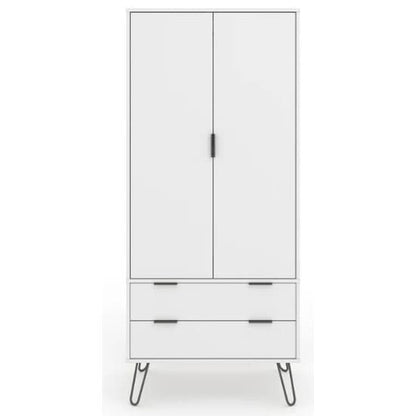 Avoch Wooden Wardrobe In White With 2 Doors And 2 Drawers