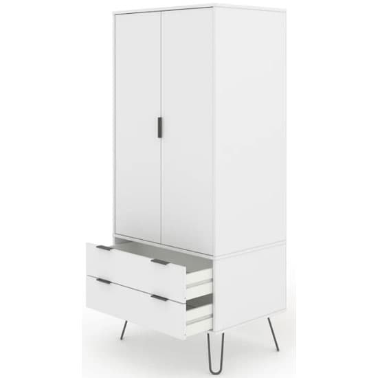 Avoch Wooden Wardrobe In White With 2 Doors And 2 Drawers