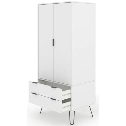Avoch Wooden Wardrobe In White With 2 Doors And 2 Drawers