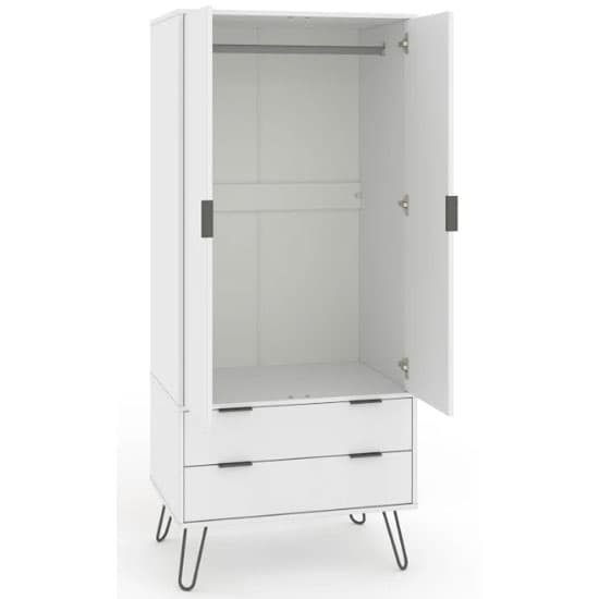 Avoch Wooden Wardrobe In White With 2 Doors And 2 Drawers