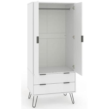 Avoch Wooden Wardrobe In White With 2 Doors And 2 Drawers