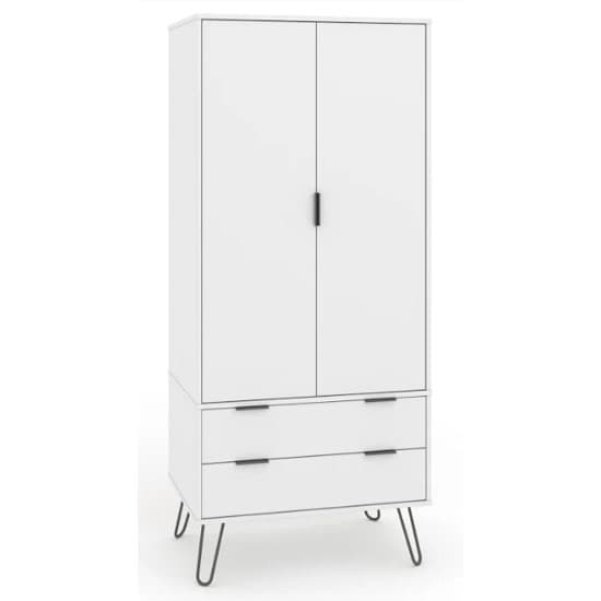 Avoch Wooden Wardrobe In White With 2 Doors And 2 Drawers
