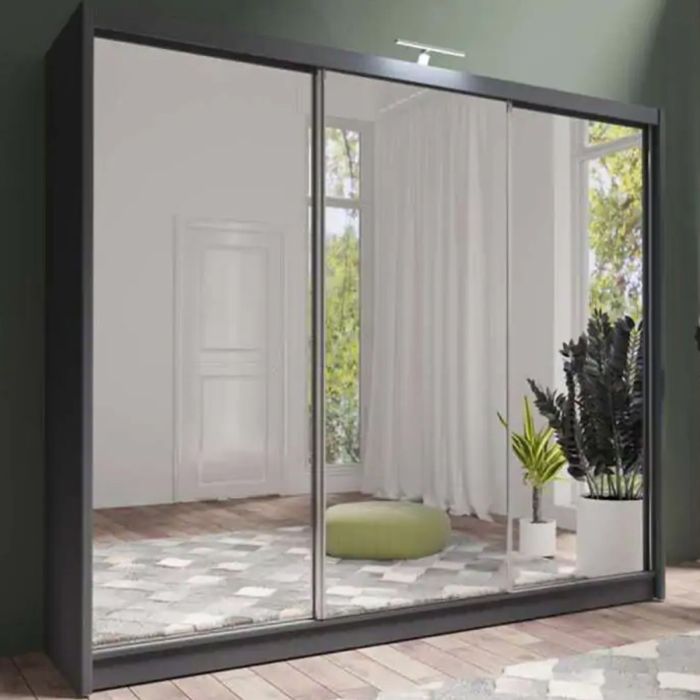 Mathilde 250cm Sliding 3 Door Wardrobe - Grey