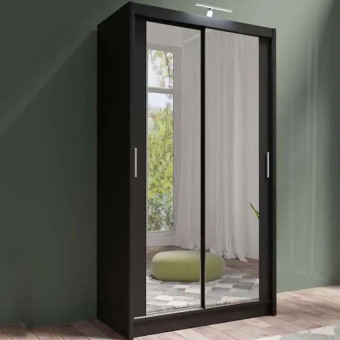 Avant Sliding 2 Door Wardrobe - 120cm and Other Sizes - Black
