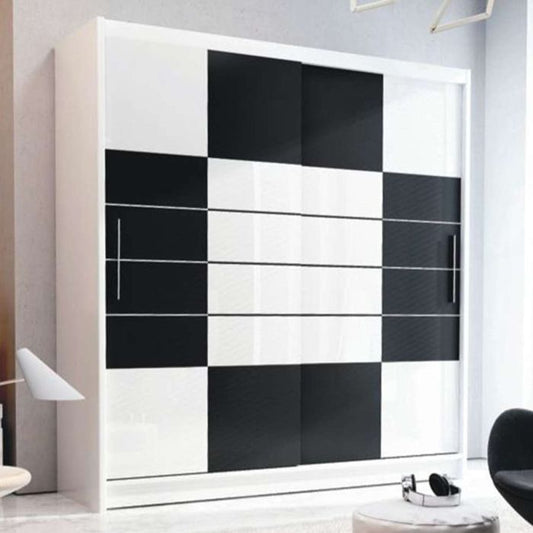Kinross ii Sliding 2 Door Squares Design 203cm Mirror Wardrobe - White