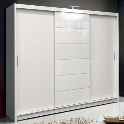 Rotherham Warm Wood Effect Sliding 3 Door Mirror Wardrobe - White