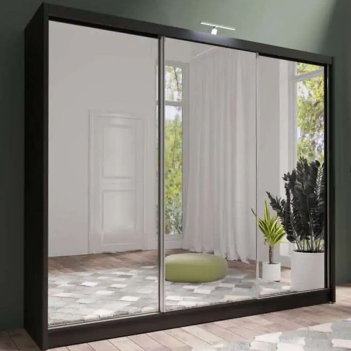 Mathilde 250cm Sliding 3 Door Wardrobe - Black