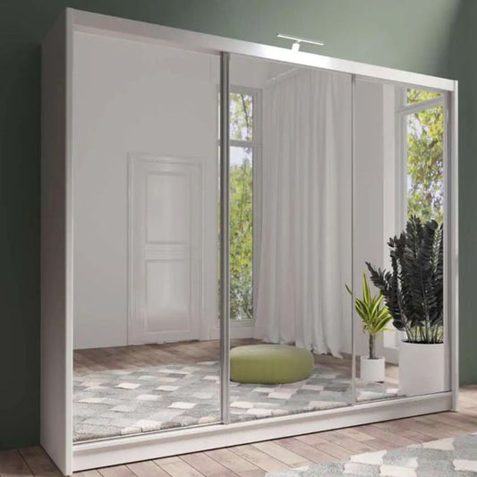 Mathilde 250cm 3 Door Sliding Wardrobe - White