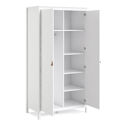 Barcila 2 Doors Wooden Wardrobe In White