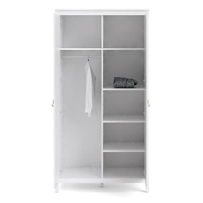 Barcila 2 Doors Wooden Wardrobe In White