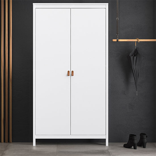 Barcila 2 Doors Wooden Wardrobe In White