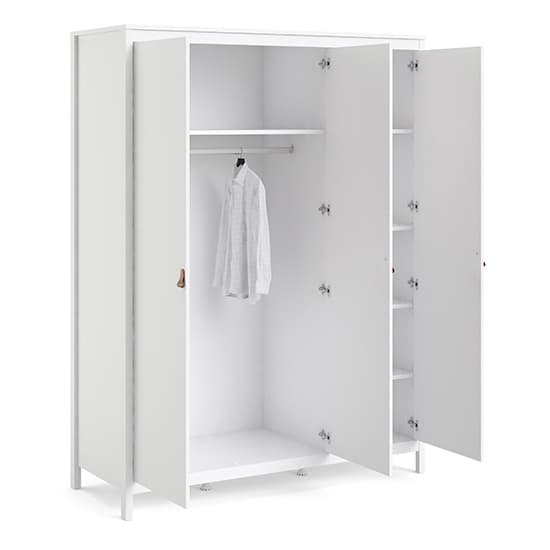 Barcila 3 Doors Wooden Wardrobe In White