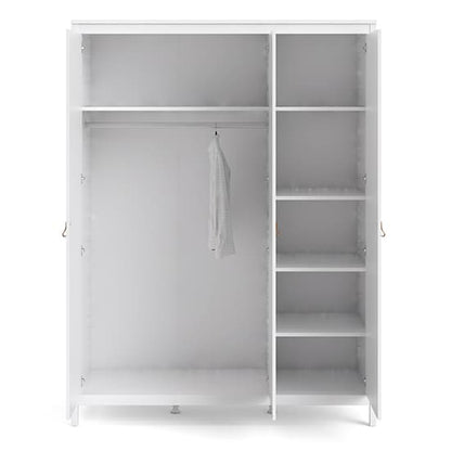 Barcila 3 Doors Wooden Wardrobe In White