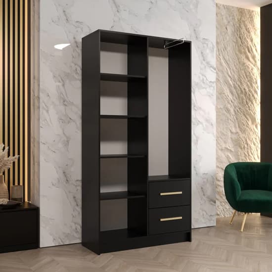 Bastia III 2 Door 2-Drawer Wooden Wardrobe | Sophisticated Black | Furco