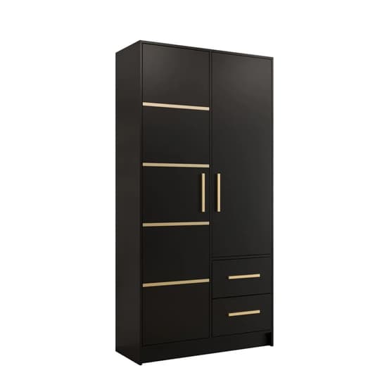 Bastia III 2 Door 2-Drawer Wooden Wardrobe | Sophisticated Black | Furco