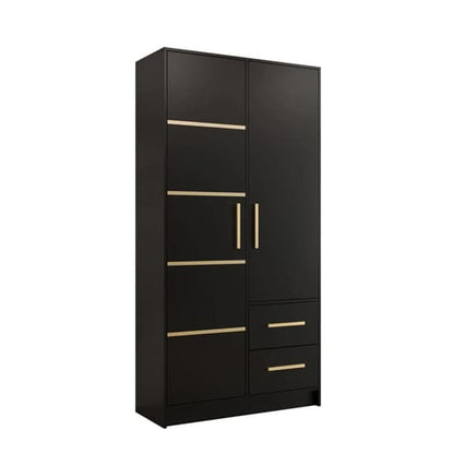 Bastia III 2 Door 2-Drawer Wooden Wardrobe | Sophisticated Black | Furco